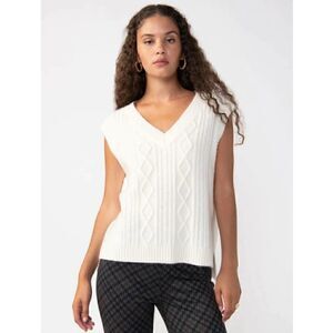 Sanctuary Women's Cozy Cable Sweater Vest women’s top Creme Brul, size M